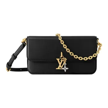 LOUIS VUITTON Bloom Cow Leather Wallet, Shoulder Bag Women's Black