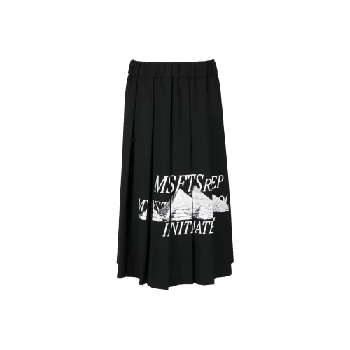 MSFTSrep 블랙 여성 캐주얼 롱 스커트