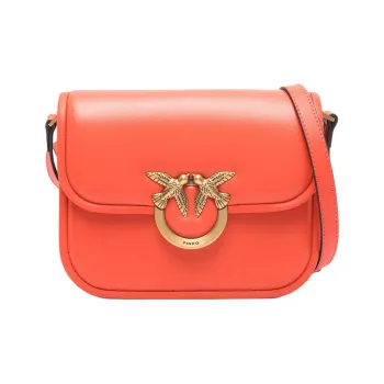 PINKO LOVE Series Calfskin Crossbody Bag, Shoulder Bag Mini Women's Sunset Orange