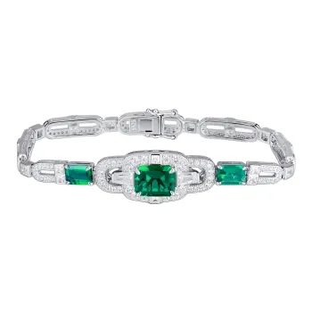KOYOOME S925 Sterling Silver Cultured Emerald Bracelets Unisex