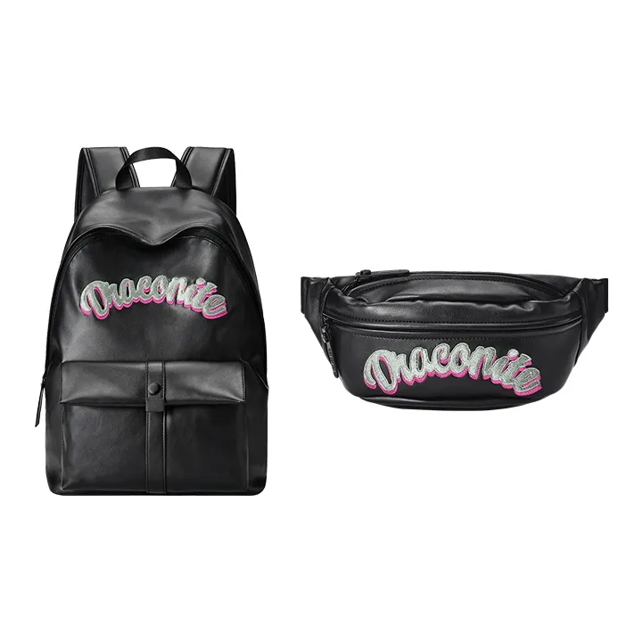 DRACONITE PU Student Backpack Regular Unisex Black-28