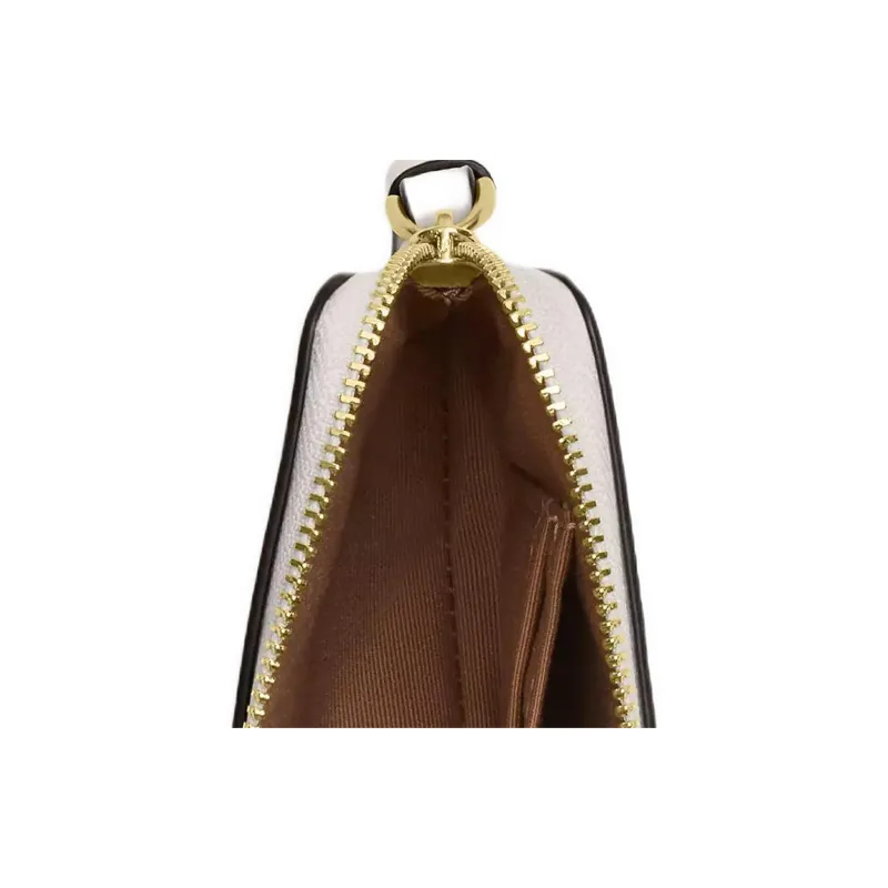 COACH Litchi Grain Leather Clutch Small Size Women's Chalk Multicolor-2