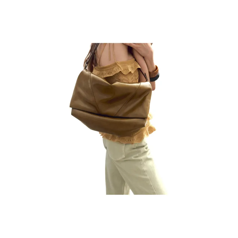 ZARA Polyurethane Crossbody Bag Women's Brown Green-4