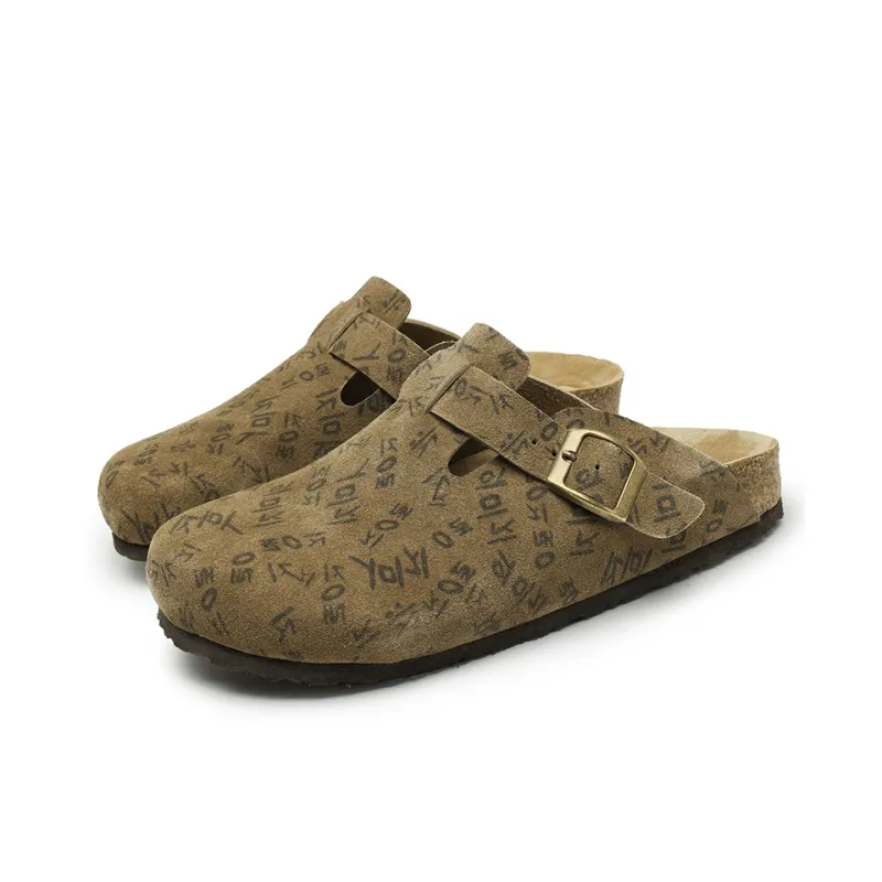 X ZONE Cork Sole Graffiti Abrasion Resistant Slip Resistant Closed Toe Slippers Unisex-10