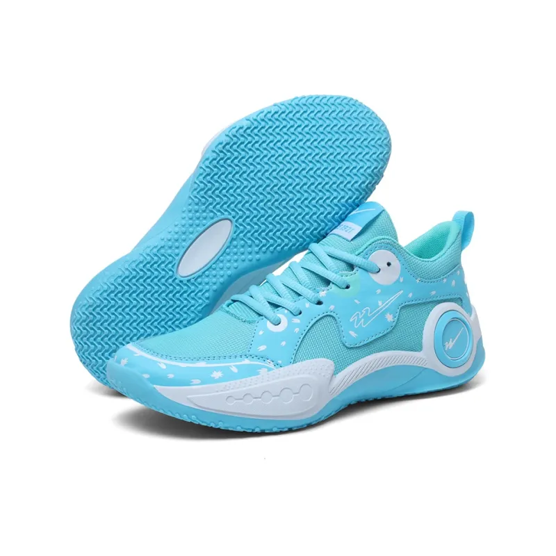 Binary Cushioning Abrasion Resistant Breathable Slip Resistant Low Top Basketball Shoes Unisex Aqua-2