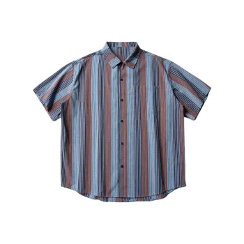 【dme】 Shirt Unisex Red Blue Stripes