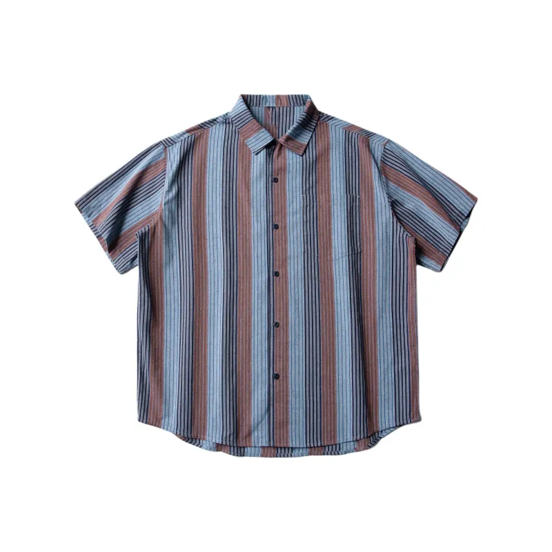 【dme】 Shirt Unisex Red Blue Stripes-0