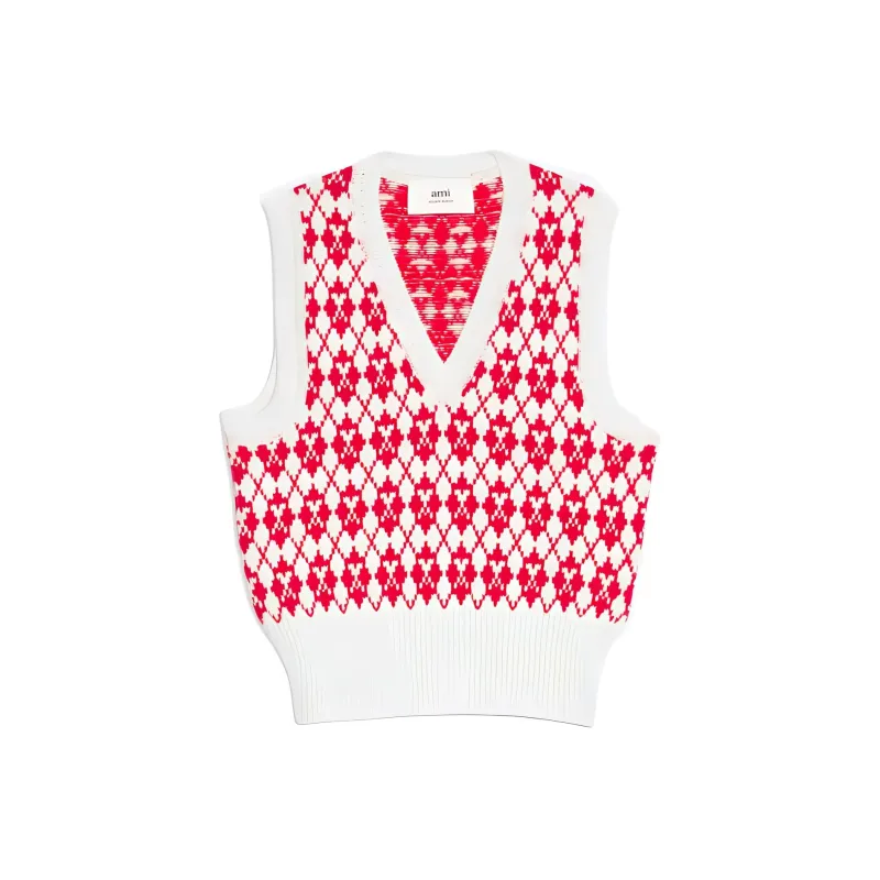 AMIPARIS Ami De Coeur Argyle Vest-0