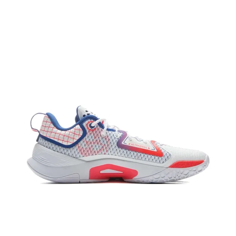 LiNing BadFive Hunter 1 Slip Resistant Coverage Lightweight Rebound Low Top Basketball Shoes Men's White Blue-1