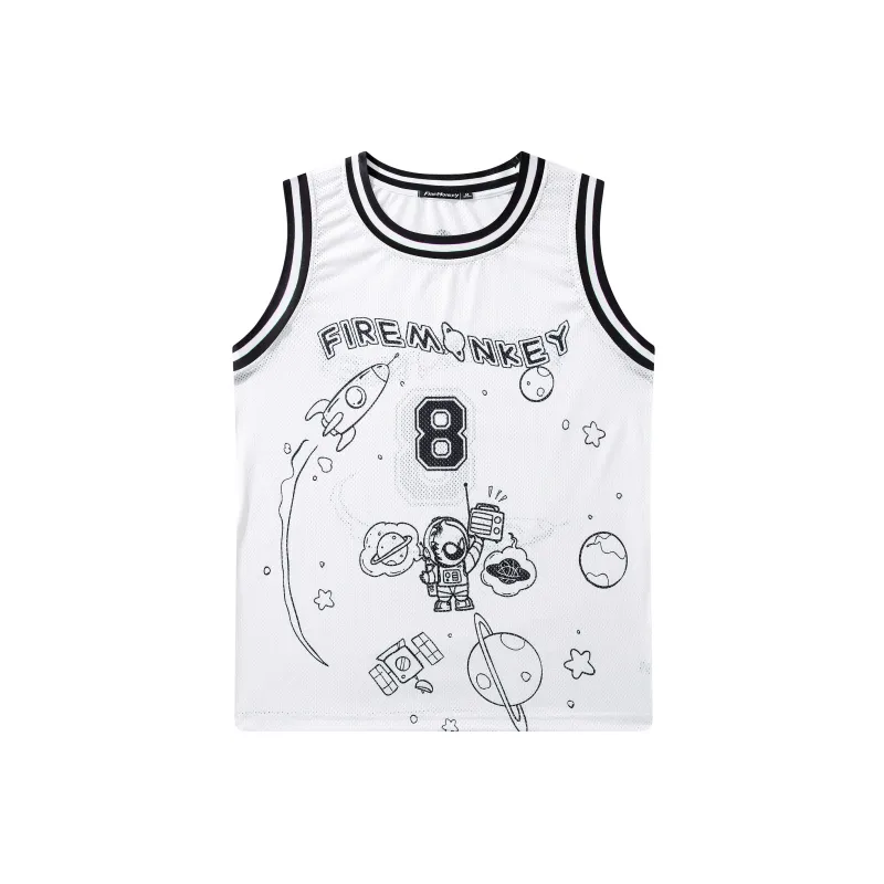 FireMonkey Basketball Jerseys Unisex White-15