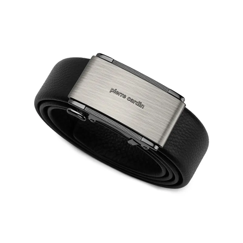 PIERRE CARDIN Top Grain Cow Leather Belts Men's Black 3.5cm-4