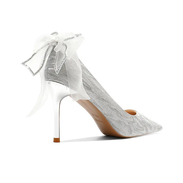 ROBINHOOD Purple Moon Galaxy Box Slim Heel High Heels Women's Silver-1
