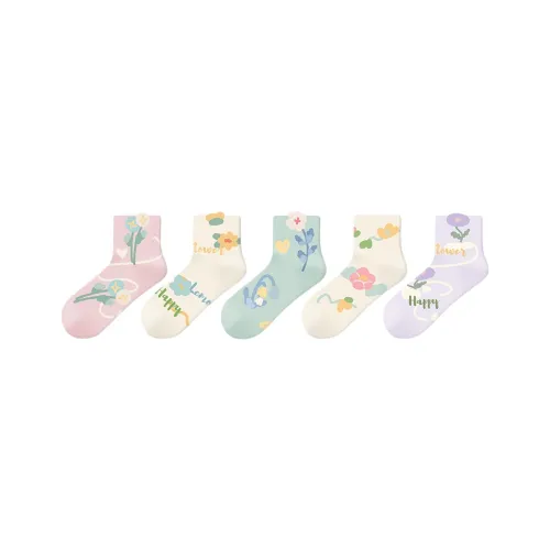 Happylemon Mid Calf Socks Women's 5 Pack