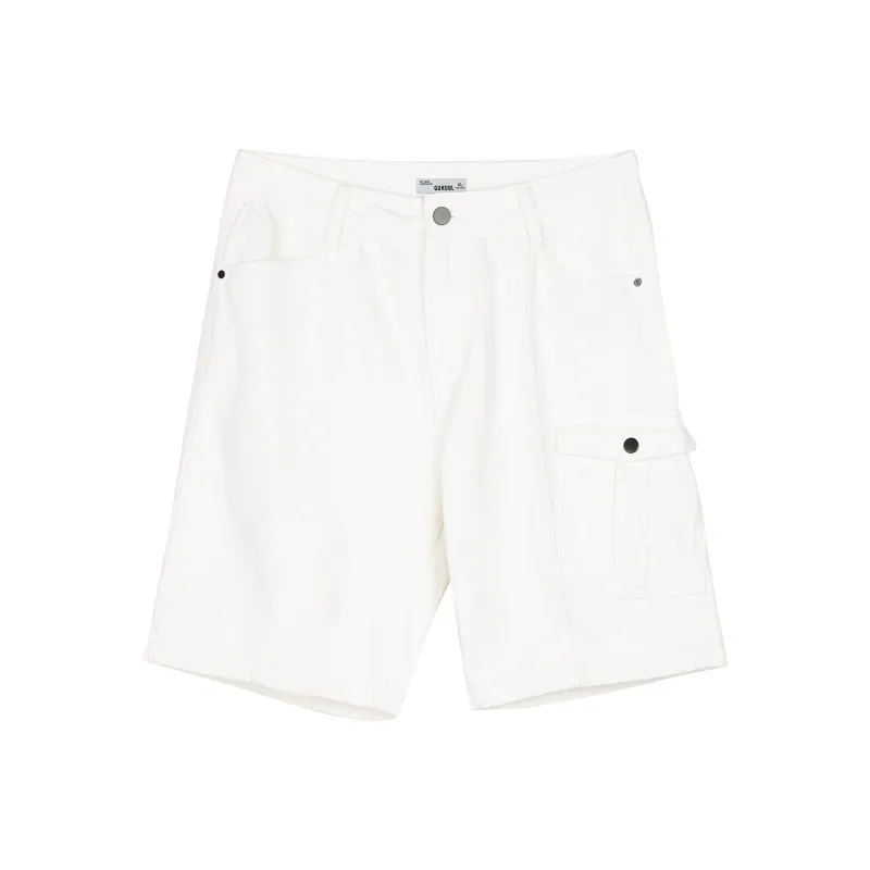 GUKUUL Denim Shorts Unisex Ivory White-0