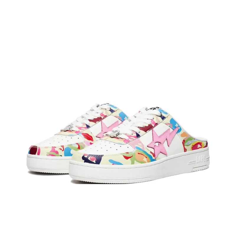 KidSuper x A BATHING APE Abrasion Resistant Closed Toe Slippers Unisex White Pink-2