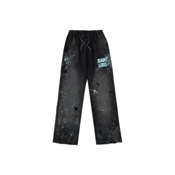 SSSAINT LOUIS Casual Pants Unisex Washed Black