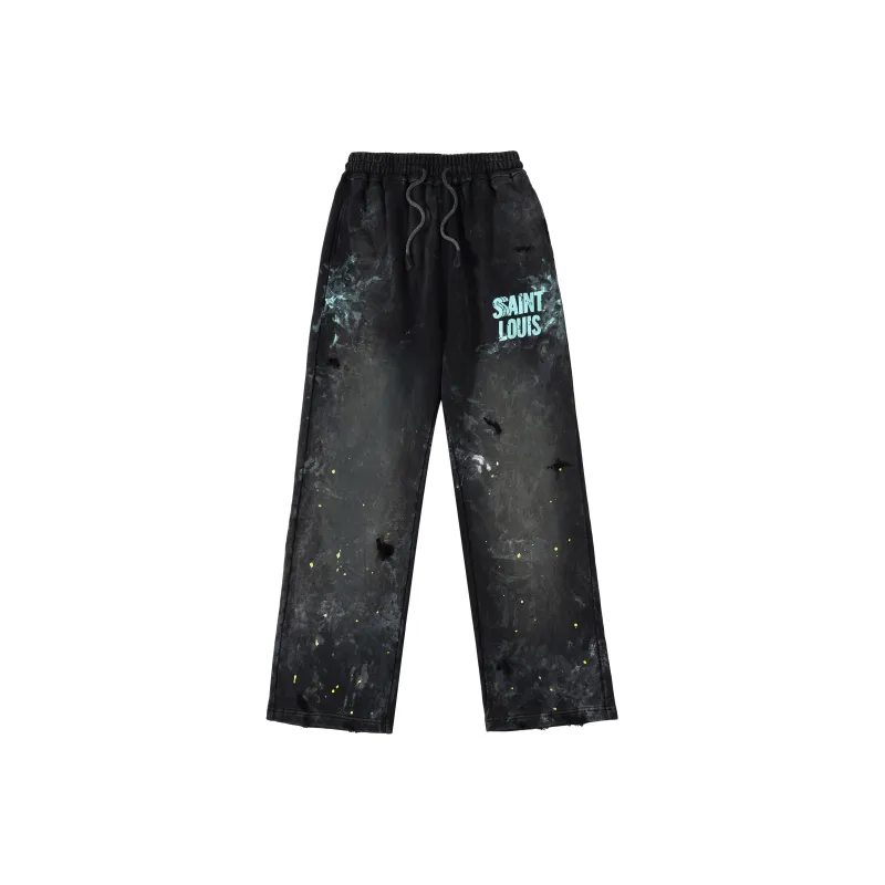 SSSAINT LOUIS Casual Pants Unisex Washed Black-0