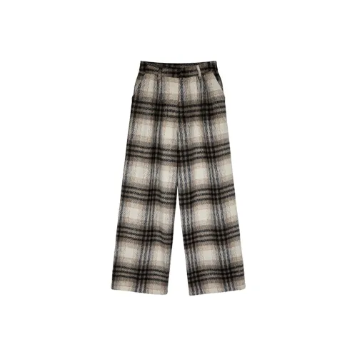 KING PRINCE Casual Pants Unisex Black Brown White Plaid