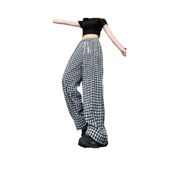 JIMI&JONS Casual Pants Unisex Black White Plaid