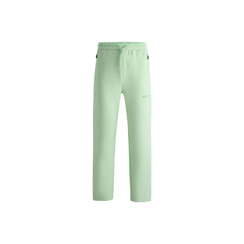 HUGO BOSS Open Hem Tracksuit Bottoms With 3d Moulded Logo Casual Pants Men's Light Green-0
