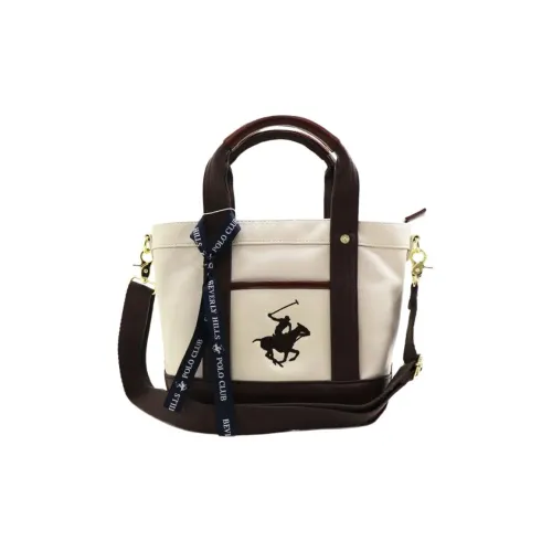 BEVERLY HILLS POLO CLUB PU One Shoulder Handbag Women's Ivory & Dark Brown