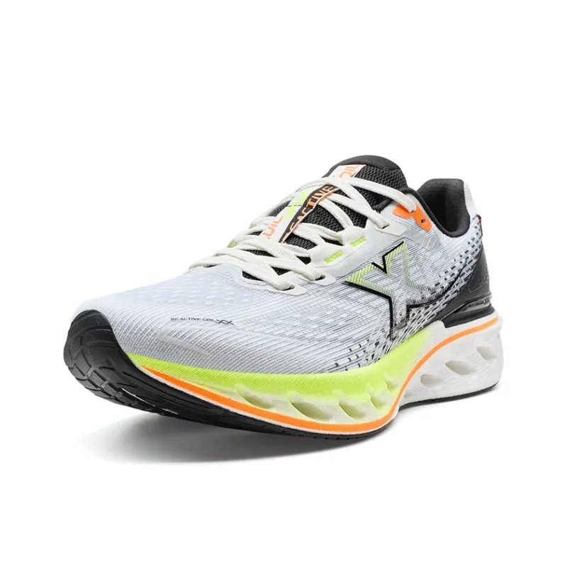 XTEP Cushioning Spin 12 Running Shoes Men Low Top Sail White, Black, Fluorescent Light Yellow Green-1