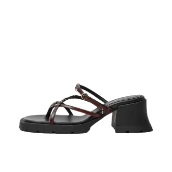 MIISTA Rubber Sole Flip Flops Women's Brown