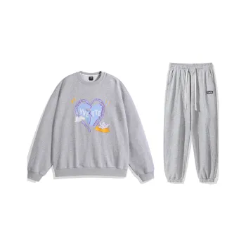 Yvette Casual Sportswear Unisex Set Heather Gray Sweatshirt+Light Gray Casual Pants