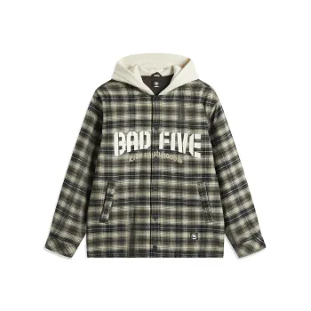 LiNing BadFive Puffer Jacket Men's Black Plaid