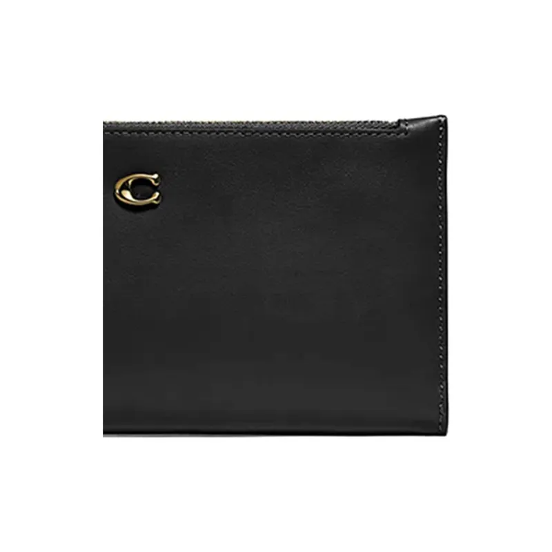 COACH Snap Wallet Calfskin Wallet Women's Black-3