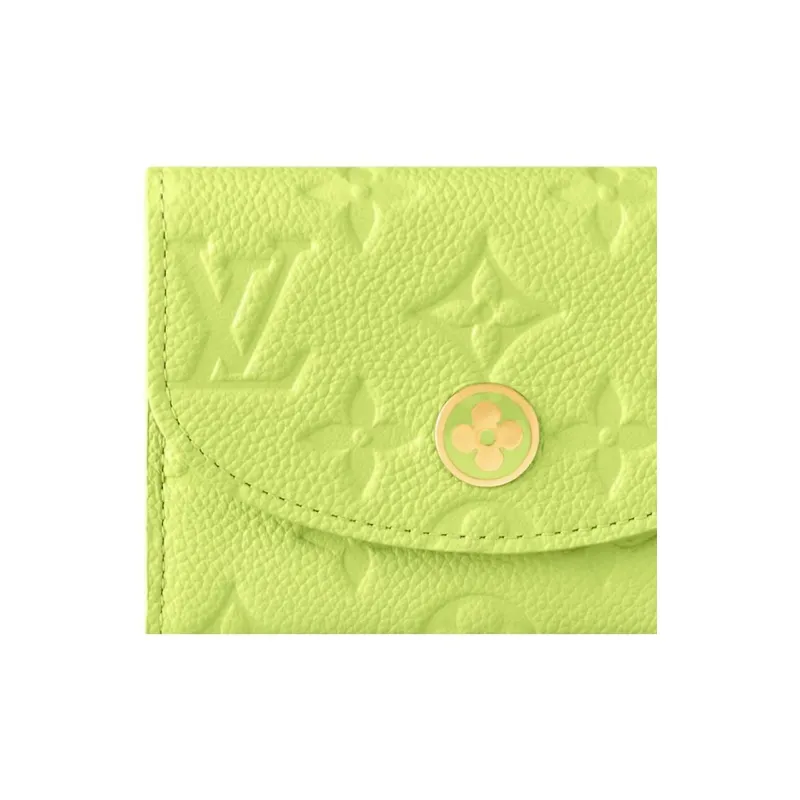 LOUIS VUITTON Rosalie Embossed Grain Cow Leather Coin Purse Women's Green-4