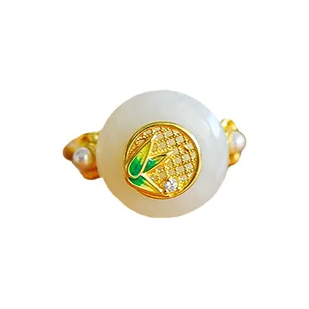 Jade Ink Love Hetian Jade Rings White Jade Unisex-5
