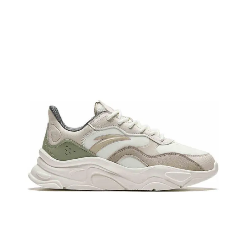 Anta Little Millennium Cushioning Anti-Slip And Wear-Resistant Low-Top Casual Shoes Women's Beige Gray Green-1