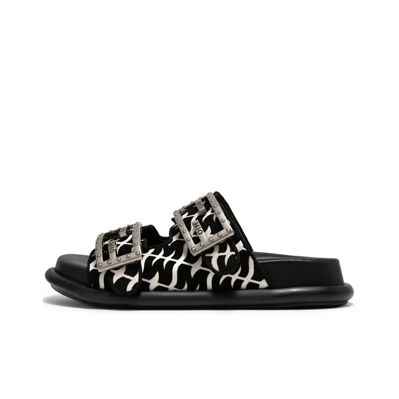 MIO Slide Slippers Women's Black, White-6