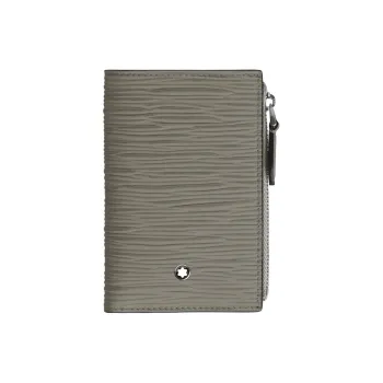 MONTBLANC Leather Wallet Mini Men's Earth Gray