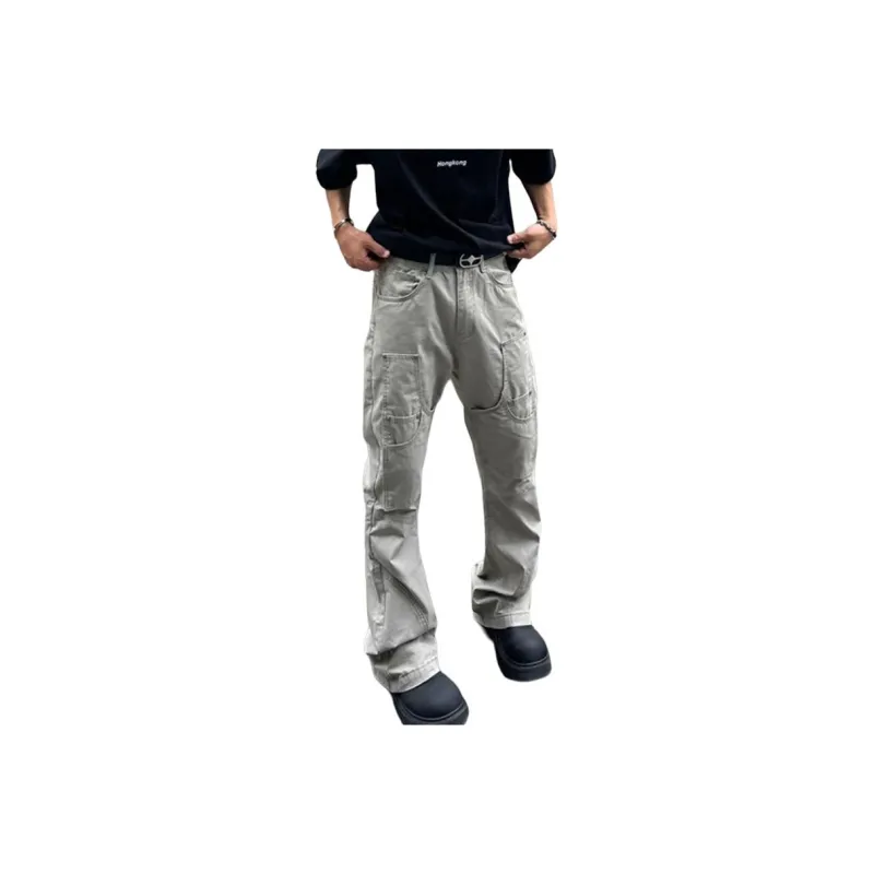 IJRJ Casual Pants Unisex White Gray-0