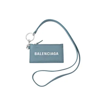 Balenciaga Cash Cow Leather Card Clip Card Holder Women's Blue