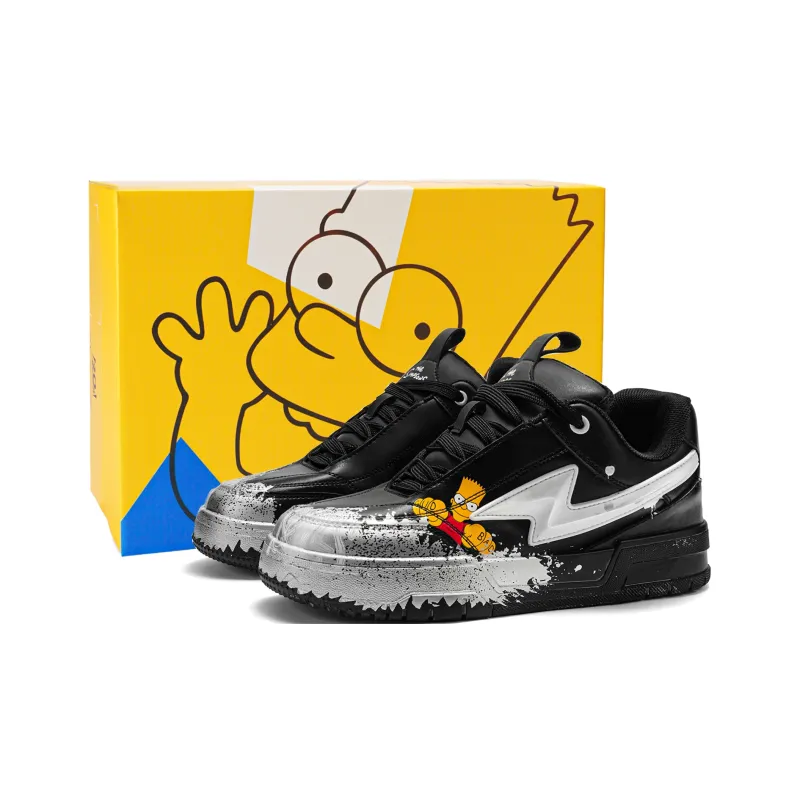 The Simpsons Skateboard Shoes Unisex Low Top White Silver/Beige Red/Black Silver-6