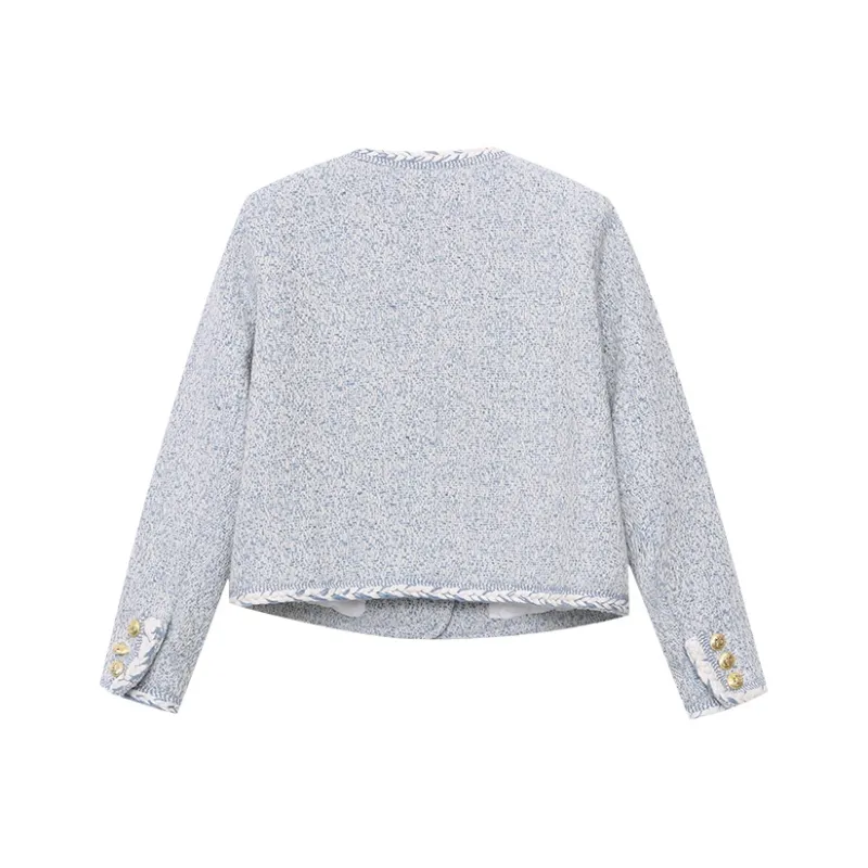 CHARM PICK Cropped Coat Women's Blue-1