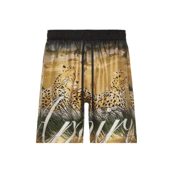 AMIRI Cheetah-print Silk Shorts