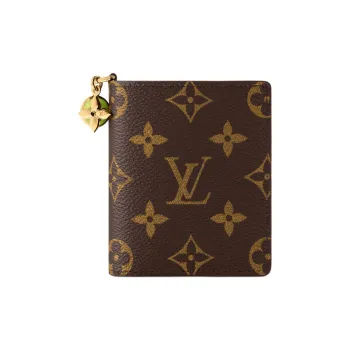 LOUIS VUITTON CHARMS Coated Canvas Wallet Women's Brown Lining Blue
