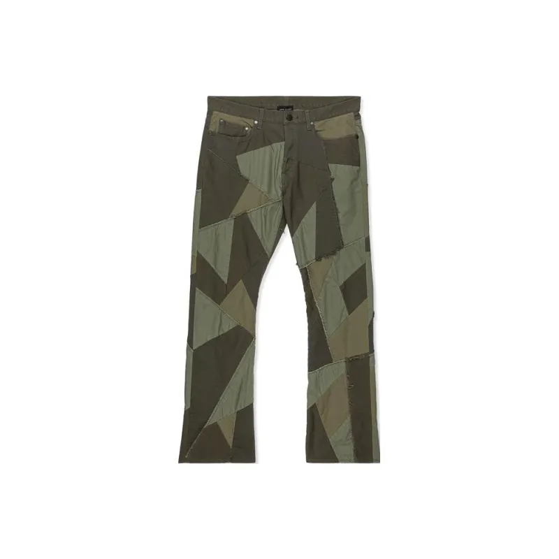 John Elliott Patchwork Caribou Boot-Cut Olive Casual Pants Men's Olive-0