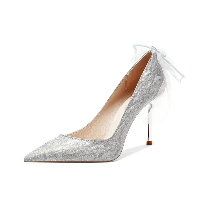 ROBINHOOD Purple Moon Galaxy Box Slim Heel High Heels Women's Silver-0