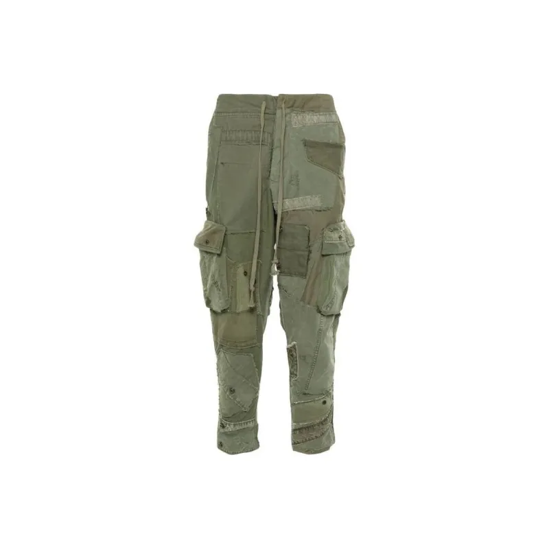 GREG LAUREN Patchwork design Cotton Trousers-0