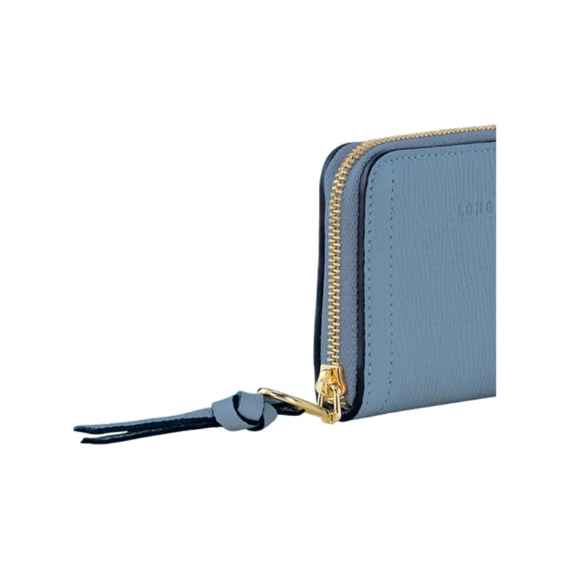 LONGCHAMP Mailbo Grain Cow Leather Wallet Women's Blue-4