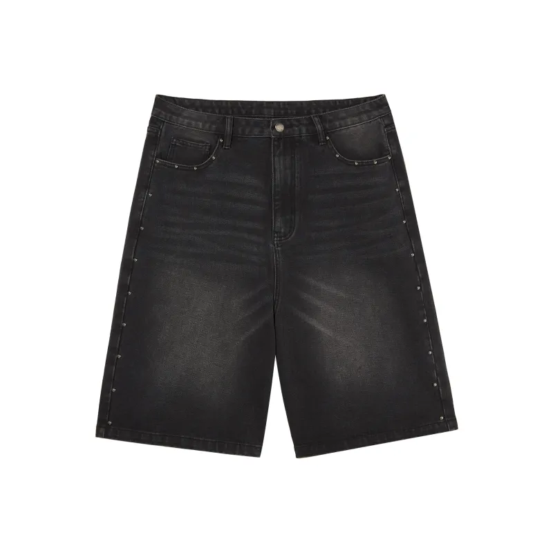 LOOKUN Denim Shorts Unisex Black-0