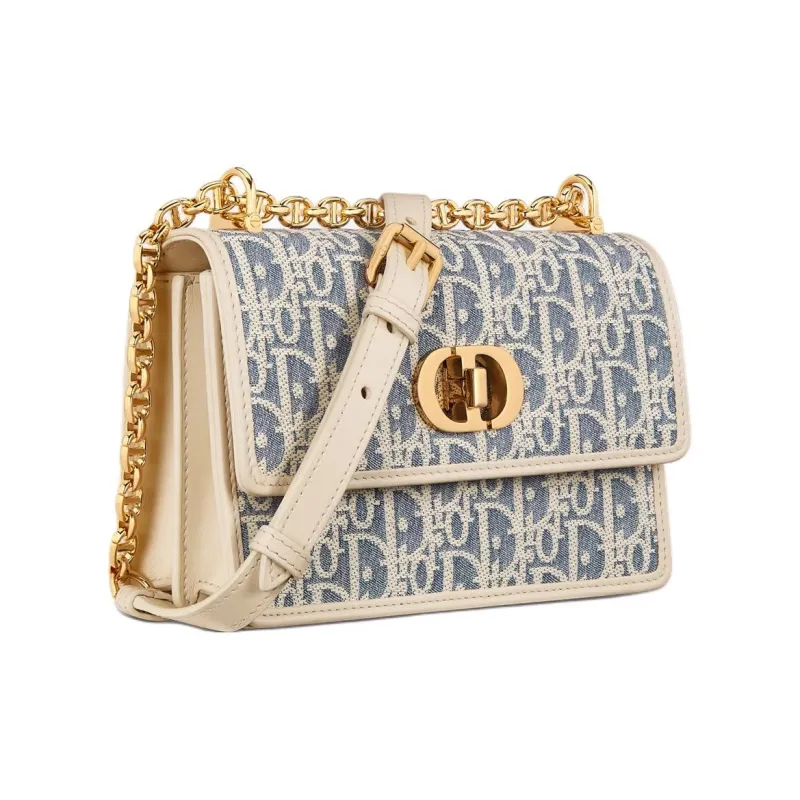 DIOR Miss Caro Cotton Crossbody Bag, Shoulder Bag Mini Women's Blue & White-2
