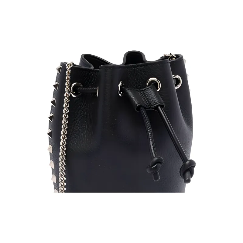 Valentino Cow Leather Bucket Bag, Shoulder Bag Mini Women's Black-4