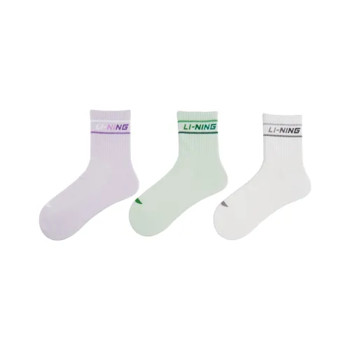 LiNing Sports Life Collection Mid Calf Socks Unisex 3 Pack