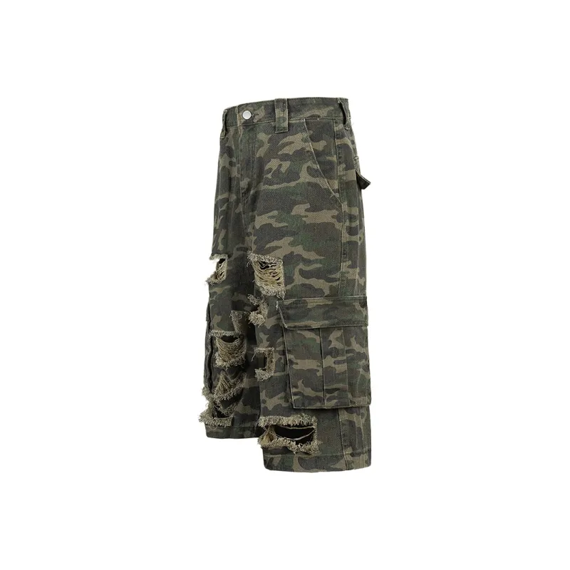 Ice Flying Denim Shorts Unisex Camouflage-2